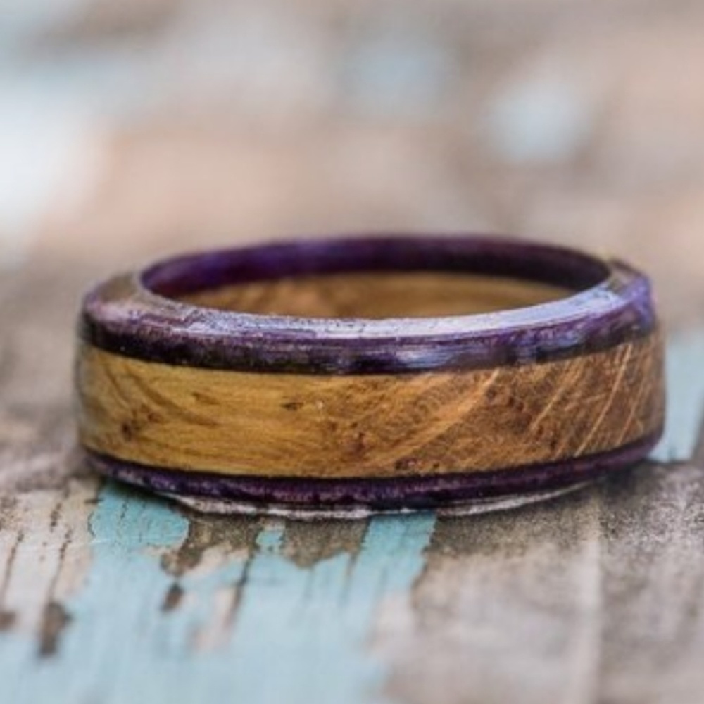 UNIQUE Purple Whiskey Barrel Ring Size 8